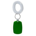 Rectangular/Rd. Corners Key Tag w/ Coil Wristband - Green